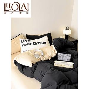 LUOLAI HOME Комплект постельного белья, 3 предмета, простыня 90 см, пододеяльник 150x200 см, цвет Black Sugar Milk