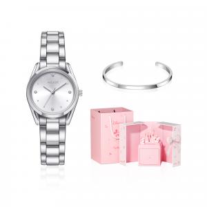 Disney Часы Princess Quartz Movement Stainless Steel Watchband Watch Women's Watch Silver Dial, Silver Moon Amber[Disney Dreamy Castle Box+Bangle+Greeting Card]