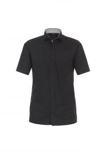 Рубашка делового покроя с коротким рукавом однотонная современный крой Casamoda, черный