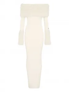 Платье с отделкой из искусственного меха в рубчик Jean Paul Gaultier, нейтральный