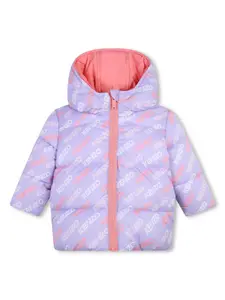 Двусторонний пуховик с логотипом Kenzo Kids, фиолетовый