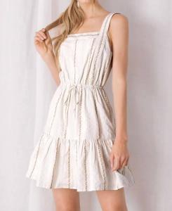 Платье в полоску и с принтом X цвета слоновой кости STORIA