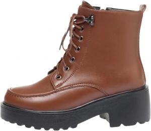 Женские зимние ботинки Niiyyjj с высоким каблуком на платформе 2024, новые, из натуральной кожи, женские ботильоны с шерстью, больших размеров, женские боевые ботинки, Brown Fleece