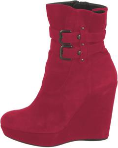 Женские ботильоны FYS в стиле панк, с круглым носком, платформой и высоким каблуком, из замши с ремешками, боковой молнией и пряжкой, для офиса и модных образов, размеры US 4-15, Red