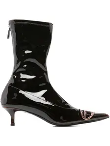 Ботильоны на каблуке с логотипной бляшкой DIESEL, красный