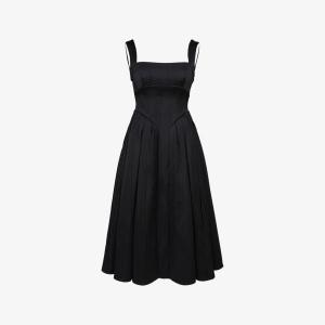 Платье миди House Of Cb Isabeau из сатина с квадратным вырезом, черный
