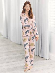 Небесный леопард длинный комплект пижамы Chelsea Peers, Pink