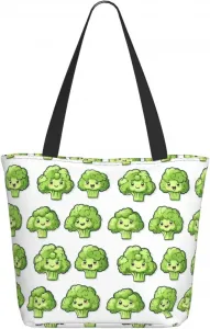 Дорожная сумка-тоут для женщин на работу - милая зеленая сумка через плечо с принтом брокколи, легкая сумка для медсестры, пляжная сумка для женщин, модная большая сумка-тоут на молнии.