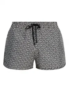 Плавки-шорты с геометричным принтом BALMAIN, черный
