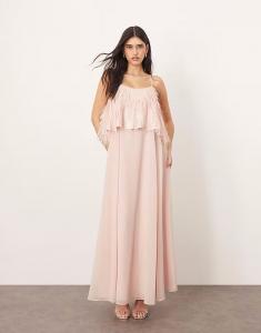 ARRANGE shard многослойное трапециевидное платье макси с пайетками светло-розового цвета