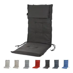 Подушка для садового стула с подголовником - водоотталкивающая, устойчива к УФ-излучению 500 ч, 120 x 50 x 6 см, темно-серая, 1 шт. SLaaviinoo