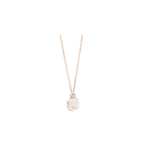 Колье телесного цвета из розового и белого золота, белого топаза, перламутра и бриллиантов. Pomellato