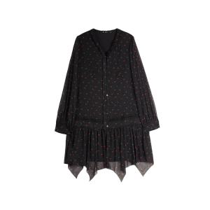 Женское платье с длинным рукавом ELLE, черный floral