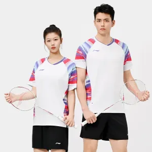 Li-Ning T Shirts Unisex White V neck