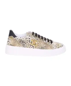 Кроссовки с леопардовым принтом и монограммой RC Roberto Cavalli, коричневый