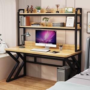 Компьютерный стол с полками Xinmeikai для небольших помещений, учебный стол с перфорированной панелью, офисный стол для спальни, черная рама + светлый орех, 100х60х170 см
