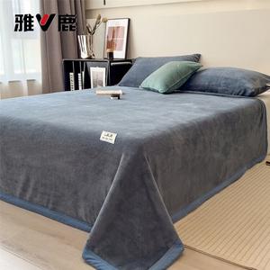 Yalu Простыня 250х230 см из молочного велюра, утолщенная, теплая, цвет blue gray
