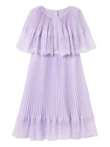 Платье с плиссированной кружевной отделкой Self-Portrait Kids, фиолетовый