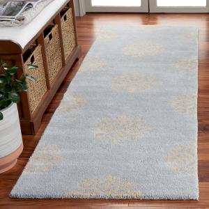 SAFAVIEH Soho Collection ковер-дорожка 77 x 244 см, Turquoise / Yellow SOH724A ручной работы медальон из шерсти и вискозы