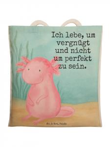 Сумка-шоппер Axolotl с милым дизайном и надписью белого цвета Mr. & Mrs. Panda