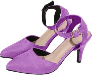 Женские сандалии Ctreela с открытой пяткой и ремешком на щиколотке, каблук-кисет, искусственная замша, элегантный заостренный носок, туфли-лодочки для женщин, Purple