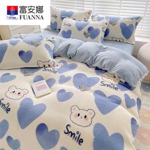 Fuanna Пододеяльник 200х230 см, двойной размер, вельвет, утепленный, двусторонний флис, цвет Bobo Bear