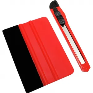 Комплект аксессуаров Скребок + набор для резки пленки для окон серия оконных пленок Gardinia, красный