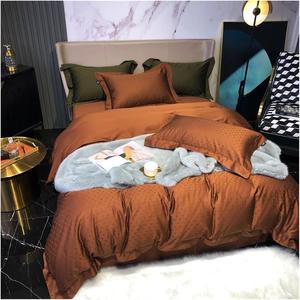 YUSIWOAL Комплект постельного белья из хлопка жаккард в полоску серый