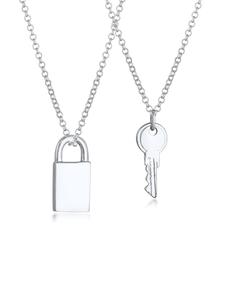 Elli Колье из серебра 925 пробы: замок и ключ в серебряной оправе