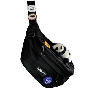 WARRIOR Полиамидная нейлоновая сумка-мессенджер через плечо большая унисекс черная белая, Black