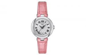 Маленькая коллекция красоты Кварцевый механизм Женские часы 26 мм Серебристый циферблат Корпус из нержавеющей стали Кожаный ремешок TISSOT