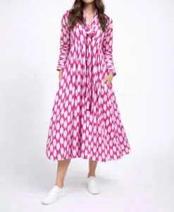 Платье Nora в стиле икат розового цвета Guadalupe Design