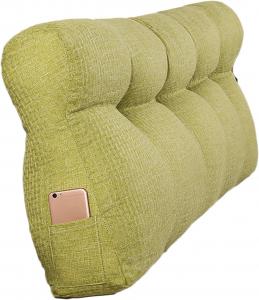 Треугольная подушка для изголовья, большая подушка-валик для поддержки спины, подушка для отдыха и чтения, треугольная подушка-клин для поясницы со съемным чехлом (цвет: зеленый, размер: 120 * 50 * 15 см) COZMAX, Green A