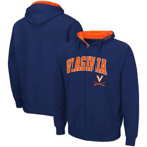 Мужская темно-синяя толстовка с молнией во всю длину Arch & Logo 3.0 Virginia Cavaliers Colosseum