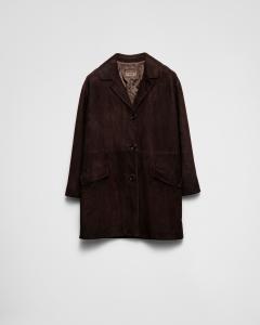 Замшевое пальто Prada, коричневый