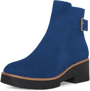 Женские модные ботильоны YDN с пряжкой, закрытым носком, молнией, на платформе и толстом каблуке, для работы, шопинга и повседневной носки, размеры 4-16 США, Blue