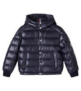 Утепленная стеганая пуховая куртка Manaem Moncler Enfant, темно-синий