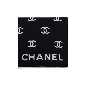 CHANEL Шерстяной шаль унисекс черно-фиолетово-серый, Black/Purple/Gray