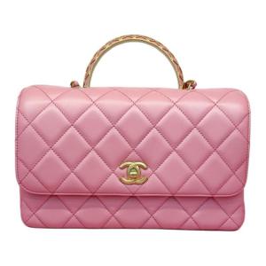 CHANEL Барсетка из овчины женская розовая