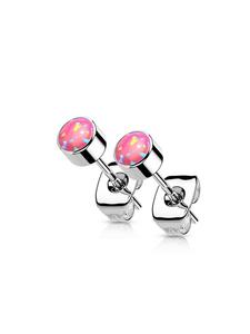 Bungsa Серебряные серьги-гвоздики / Розовый опал