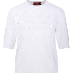 Logo Detailed Crewneck T Shirt GUCCI, белый