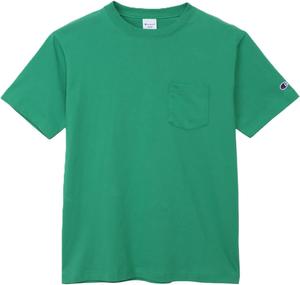 Футболка Champion с коротким рукавом, круглый вырез, 100% хлопок, США, футболка с коротким рукавом и карманом, зеленый
