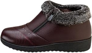 Модные женские хлопковые туфли - теплые короткие ботинки на плоской подошве с боковой молнией - удобные и легкие - подходят для осени и зимы SPKFHD, Red