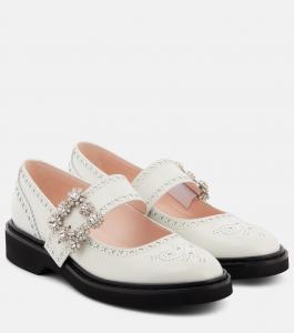 Туфли Мэри Джейн из кожи Viv' Rangers Flower Roger Vivier, Bianco