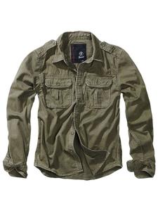 Brandit Винтажная рубашка с длинным рукавом, зеленого цвета