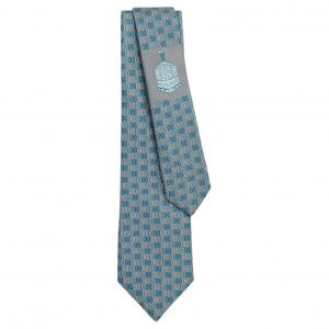 HERMES Faubourg Silk Ties Men's Blue/Gray
