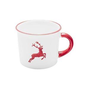 Кружка для кофе Ruby Red Deer гладкая 0,24 л / высота: 7,8 см Gmundner Keramik, бело-красный