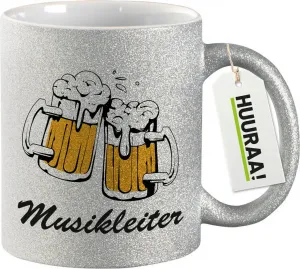 Кружка Huuraa Glitter, подарок руководителю группы, 330 мл, серебристая, подарок руководителю группы Hellweg Druckerei