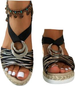 Женские летние сандалии Ladmiple 2023 года, удобные на платформе с ремешком на щиколотке, без застежки, на танкетке с открытым носком, нарядные на высоком каблуке, P-Black