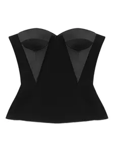 Топ-бюстье с атласными вставками VERSACE, черный
